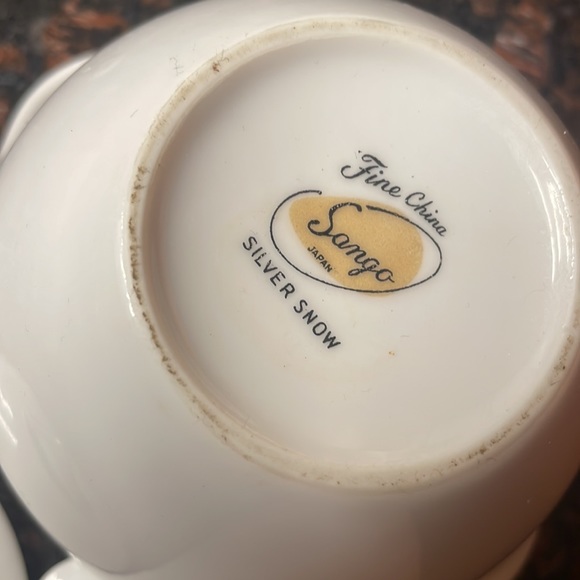 Sango Fine China ~ Silver Snow ~ Sugar Bowl & Creamer Set ~ Vintage 1970-79 - Picture 7 of 16